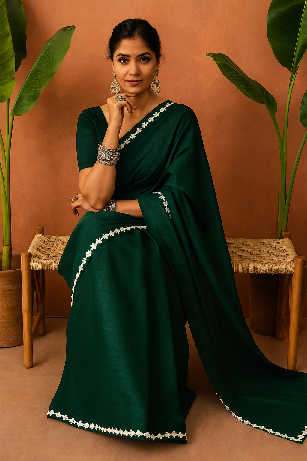 Nayan Tara Lace Border CK Khadi Saree with Blouse Piece